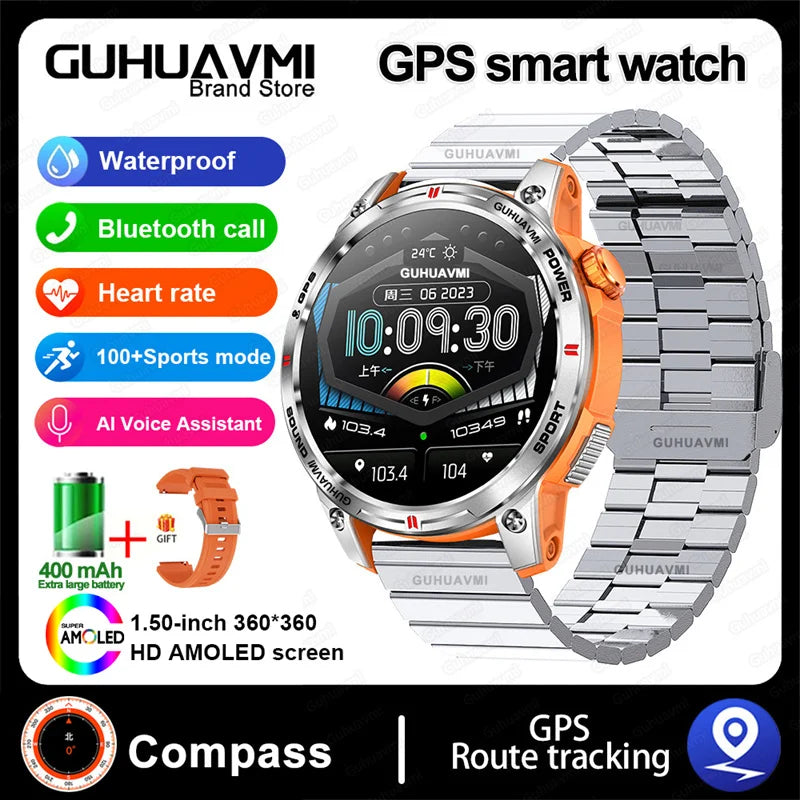 HUAWEI iOS Outdoor GPS Compass Men IP68 Waterproof Swimming Smartwatches AMOLED Screen