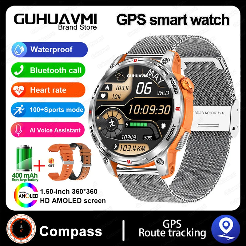 HUAWEI iOS Outdoor GPS Compass Men IP68 Waterproof Swimming Smartwatches AMOLED Screen