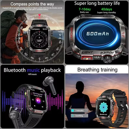 GPS Outdoor Sports SmartWatch Men Women Heart Rate BT Call Waterproof