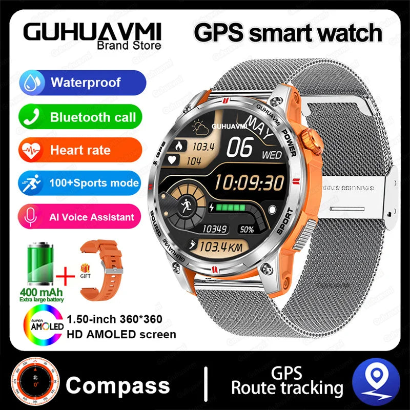 HUAWEI iOS Outdoor GPS Compass Men IP68 Waterproof Swimming Smartwatches AMOLED Screen