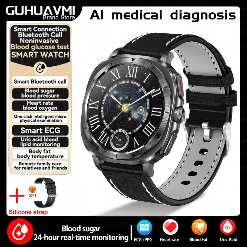 Medical Grade Smart Watch Man Blood Sugar Blood Lipid Uric Acid Monitor