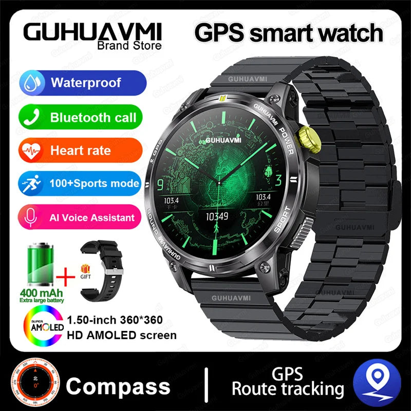 HUAWEI iOS Outdoor GPS Compass Men IP68 Waterproof Swimming Smartwatches AMOLED Screen