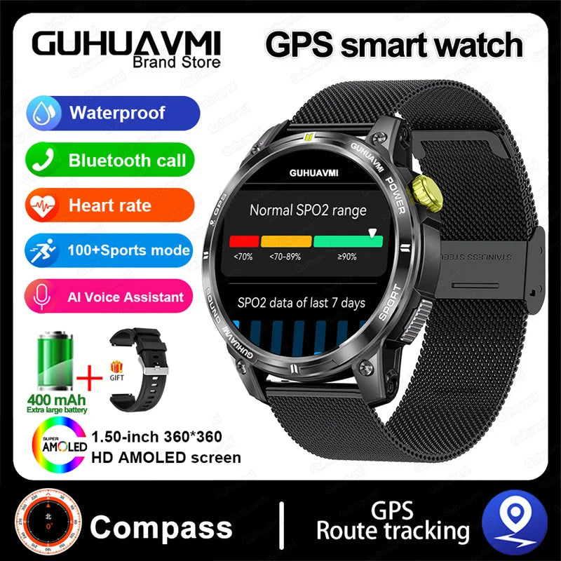 HUAWEI iOS Outdoor GPS Compass Men IP68 Waterproof Swimming Smartwatches AMOLED Screen