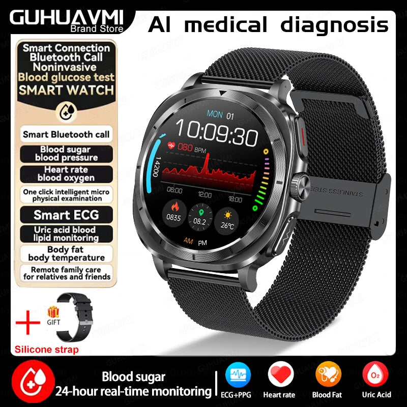 Medical Grade Smart Watch Man Blood Sugar Blood Lipid Uric Acid Monitor