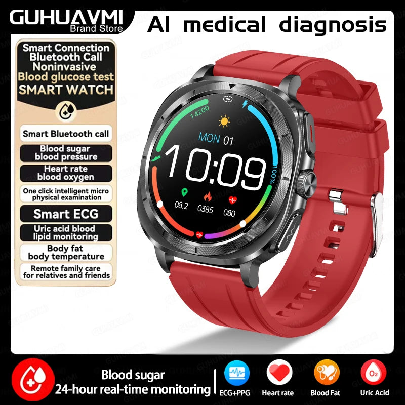 Medical Grade Smart Watch Man Blood Sugar Blood Lipid Uric Acid Monitor