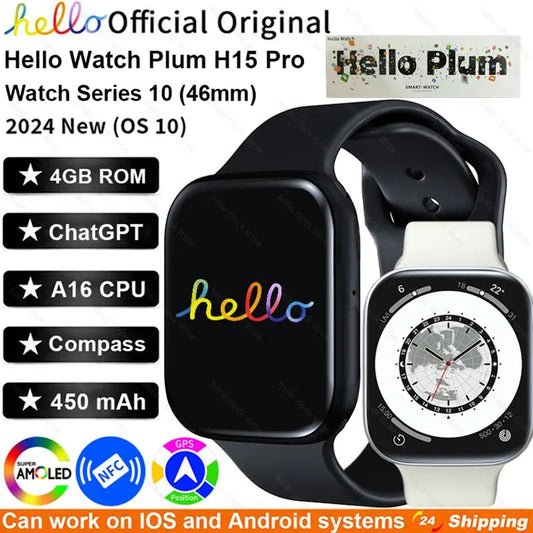 Hello Plum SmartWatch AMOLED Compass Sports Clock