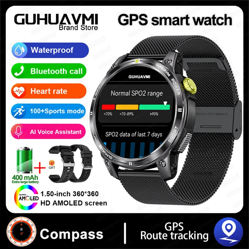 HUAWEI iOS Outdoor GPS Compass Men IP68 Waterproof Swimming Smartwatches AMOLED Screen