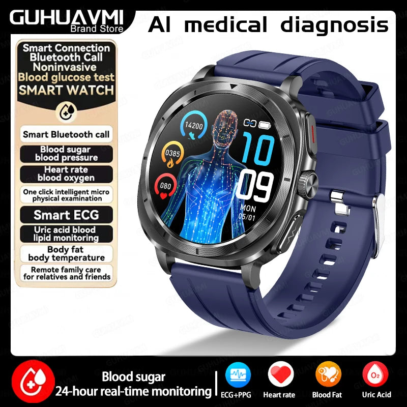 Medical Grade Smart Watch Man Blood Sugar Blood Lipid Uric Acid Monitor