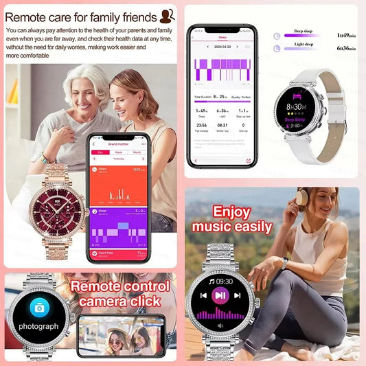 Medical Grade Diamond Elegant High-End Smart Watch Women Blood Sugar Blood Lipid Uric Acid ECG Health Smartwatch Ladies