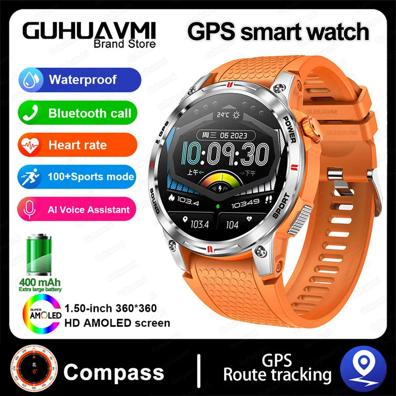 HUAWEI iOS Outdoor GPS Compass Men IP68 Waterproof Swimming Smartwatches AMOLED Screen