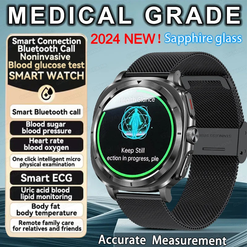 Medical Grade Smart Watch Man Blood Sugar Blood Lipid Uric Acid Monitor