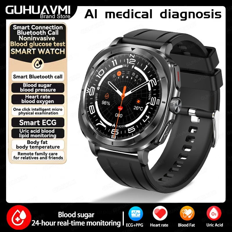 Medical Grade Smart Watch Man Blood Sugar Blood Lipid Uric Acid Monitor