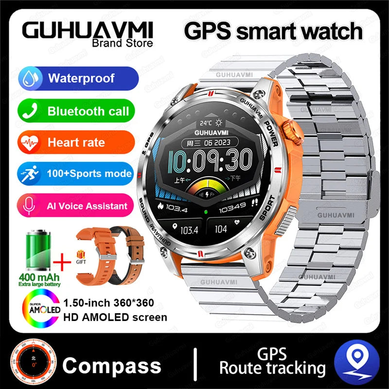 HUAWEI iOS Outdoor GPS Compass Men IP68 Waterproof Swimming Smartwatches AMOLED Screen