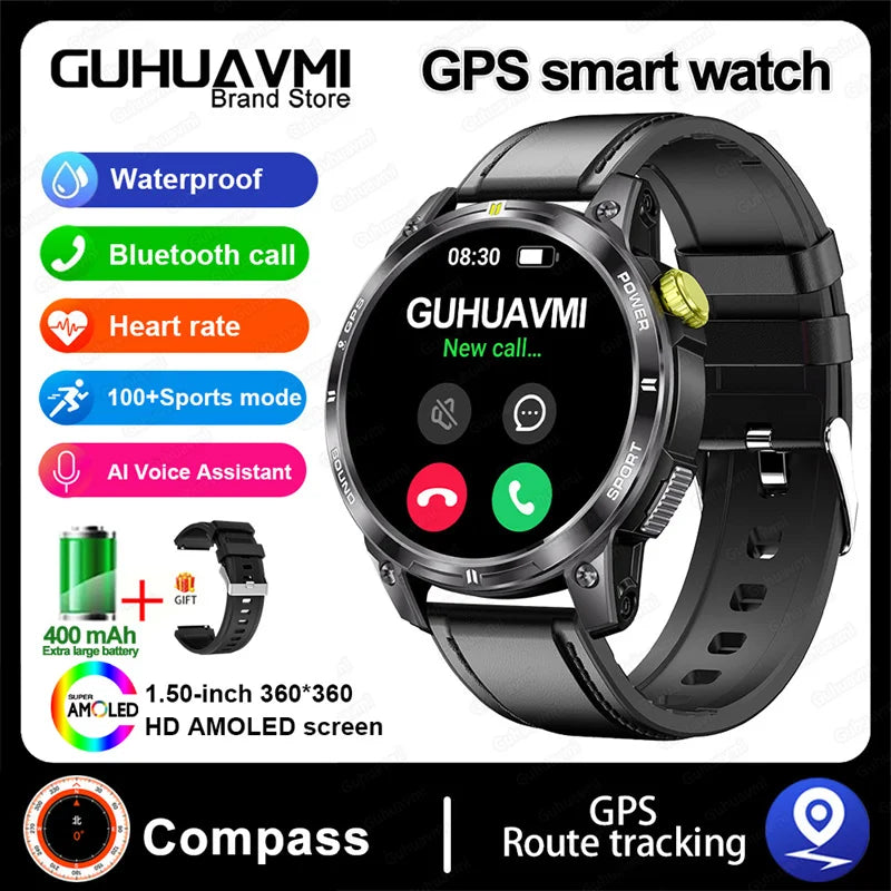 HUAWEI iOS Outdoor GPS Compass Men IP68 Waterproof Swimming Smartwatches AMOLED Screen