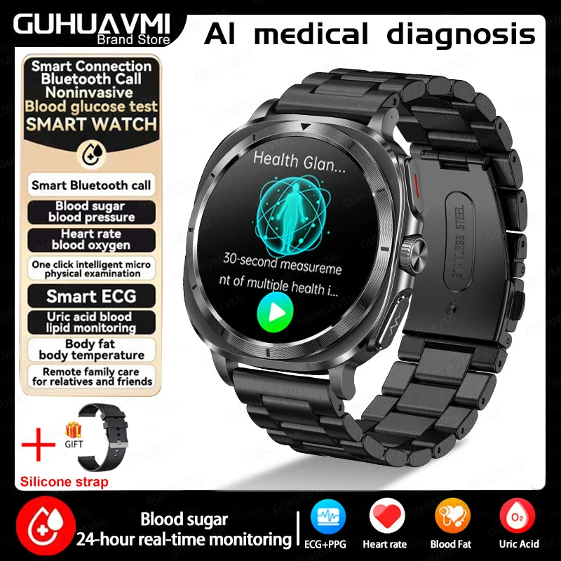 Medical Grade Smart Watch Man Blood Sugar Blood Lipid Uric Acid Monitor